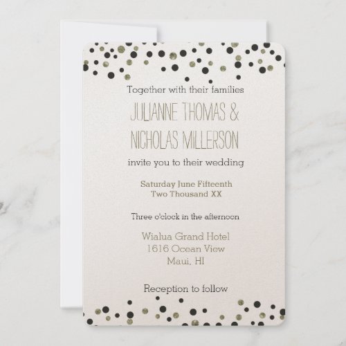 Gold and Black Confetti Wedding Invitation