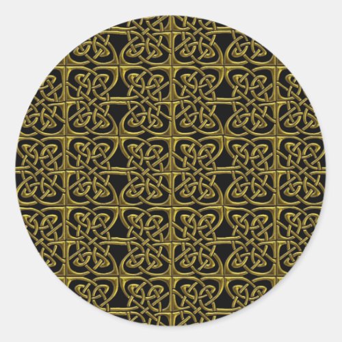 Gold And Black Connected Ovals Celtic Pattern Classic Round Sticker