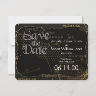 Gold and Black Constellation Wedding Save the Date