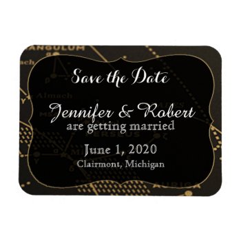 Gold And Black Constellation Wedding Save The Date Magnet by NoteableExpressions at Zazzle