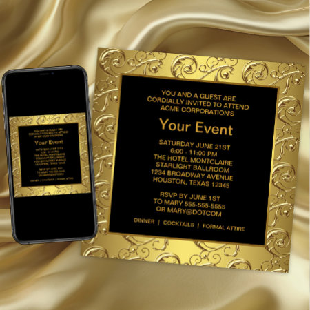 Gold And Black Corporate Party Event Invitation