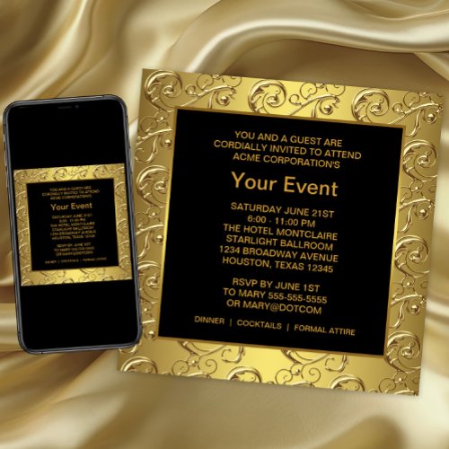 Gold and Black Corporate Party Event Invitation