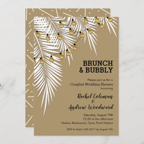 Gold and Black Couples Shower Palms Invitations