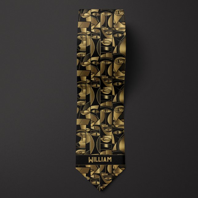 Gold and Black Cubism Neck Tie (Creator Uploaded)