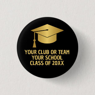 Gold and Black Custom Graduation Button