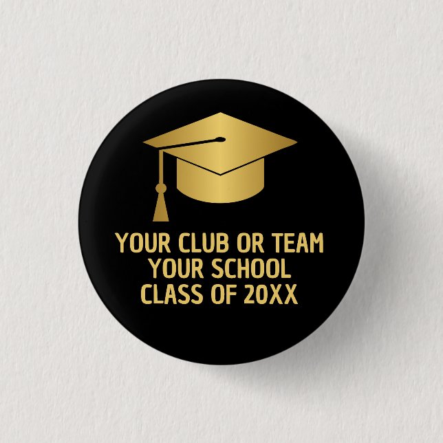 Gold and Black Custom Graduation  Button (Front)
