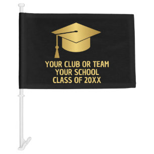 Gold and Black Custom Graduation Car Flag