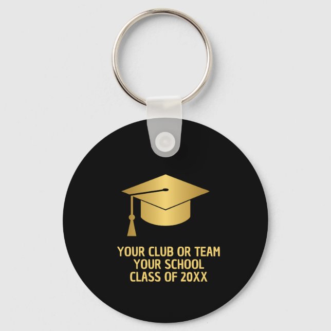 Gold and Black Custom Graduation  Keychain (Front)