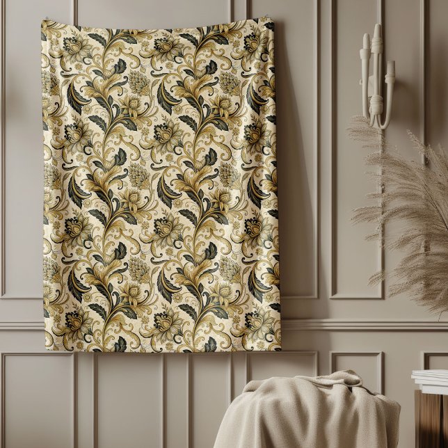 Gold and Black Damask Blanket for Luxe Interiors (Gold and Black Damask Blanket for Luxe Interiors)