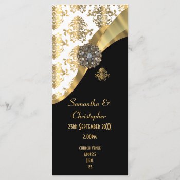 Gold And Black Damask Church Wedding Program by personalized_wedding at Zazzle