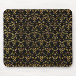 Gold and Black Damask Mouse Pad