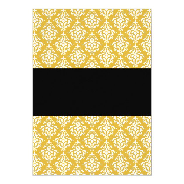 Gold And Black Damask New Years Eve Party Invitation