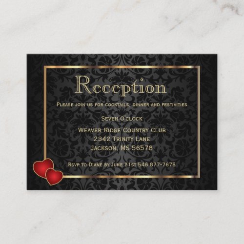 Gold and Black Damask _ Reception Enclosure Card