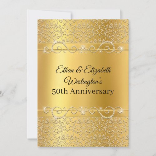 Gold and Black Diamond 50th Anniversary Invitation