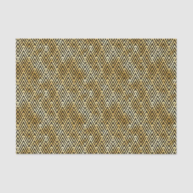Gold and Black Diamond Art Deco Pattern Tissue Paper (Front)