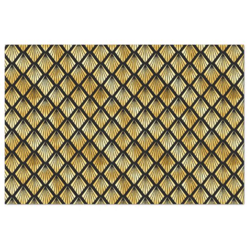 Gold and Black Diamond Art Deco Pattern Tissue Paper