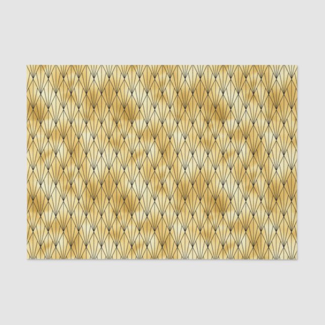 Gold and Black Diamond Art Deco Pattern Tissue Paper (Front)