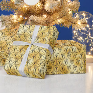 Gold and Black Diamond Art Deco Pattern Wrapping Paper