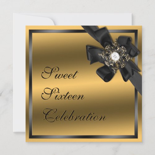 Gold and Black Diamond Bowed Invite