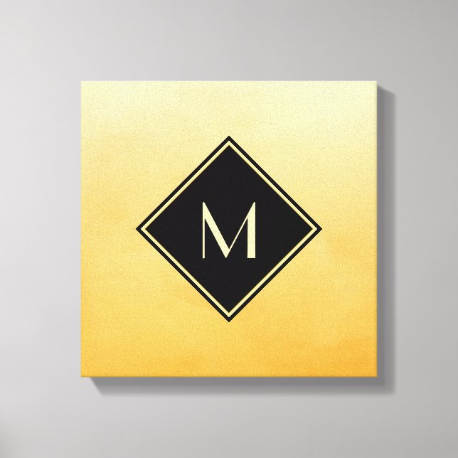 Gold and Black Diamond Monogram Initial Design Canvas Print (Front)
