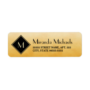 Gold and Black Diamond Monogram Initial Design Label