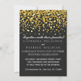 Gold and Black Dots Classic Wedding Invitation