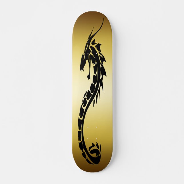GOLD AND BLACK DRAGON DESIGN SKATEBOARD DECK (Front)