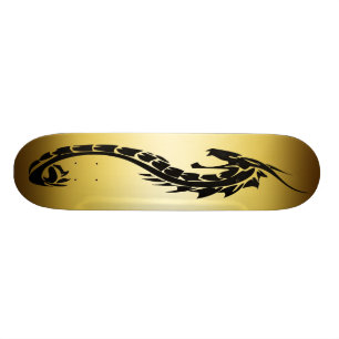 GOLD AND BLACK DRAGON DESIGN SKATEBOARD DECK