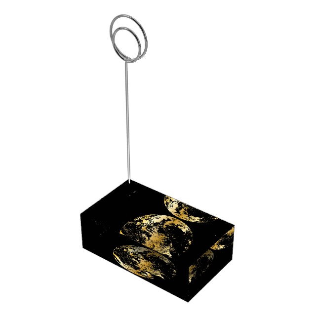 Gold and Black  Earth Sillouette Table Card Holder (Corner)