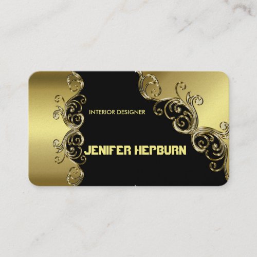 Gold and Black Elegant Business Cards Monogram