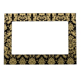 Gold and Black Elegant Damask Pattern Magnetic Picture Frame