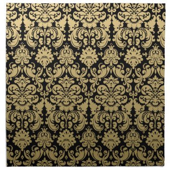 Gold And Black Elegant Damask Pattern Napkin by DamaskGallery at Zazzle