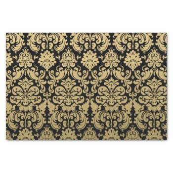 Gold And Black Elegant Damask Pattern Tissue Paper by DamaskGallery at Zazzle