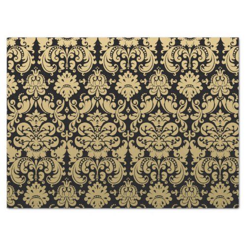 Gold and Black Elegant Damask Pattern Tissue Paper