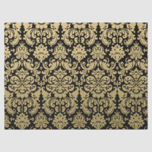 Gold and Black Elegant Damask Pattern Tissue Paper