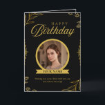 Gold And Black Elegant Happy Birthday Card<br><div class="desc">Gold And Black Elegant Happy Birthday Card Gold And Black Happy Birthday to him An amazing and simple design, this birthday greeting card features a black background with Gold text. Great for a brother, friend, or lover; customize as you choose. for him, Gold And Black Happy Birthday Card for him,...</div>