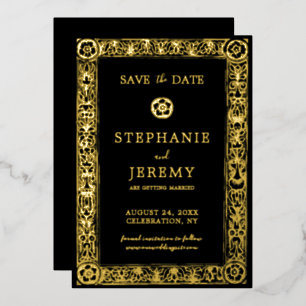 Gold and Black Elegant Save the Date  Foil Invitation