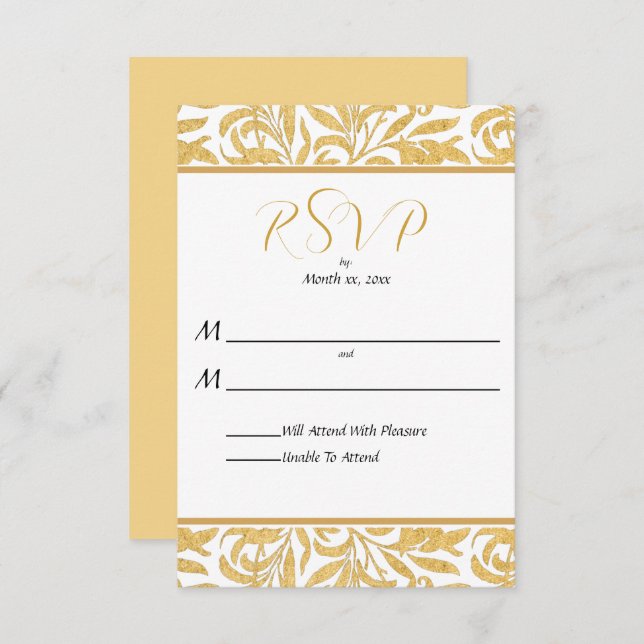 Gold and Black Elegant Style Wedding Reply  RSVP Card (Front/Back)