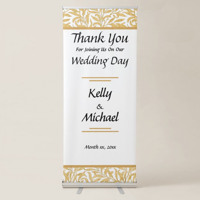 Gold and Black Elegant Thank You Retractable Banner (Front)