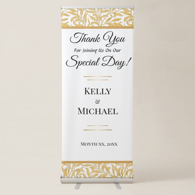 Gold and Black Elegant Thank You Retractable Banner (Front)