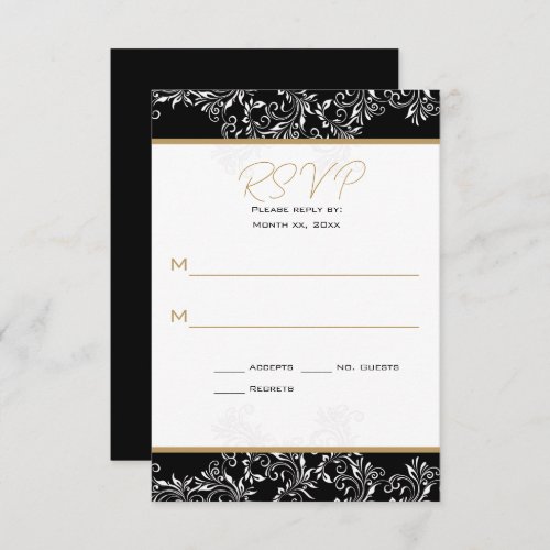 Gold and Black Elegant Wedding Reply Invitation