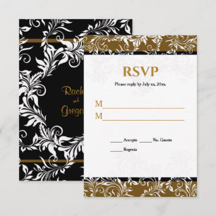 Gold and Black Elegant Wedding Reply Invitation