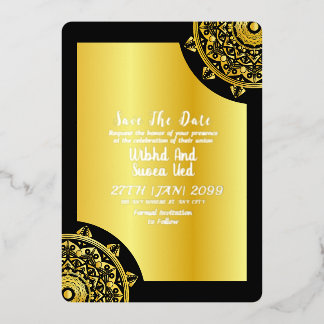 Gold and Black Elegant Wedding Save the Date Foil Invitation