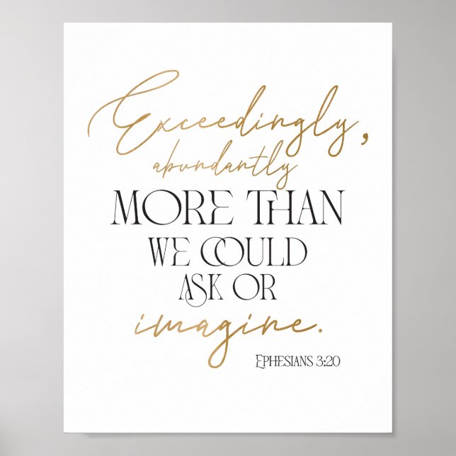 Gold and Black Ephesians 3:20 Bible Verse Poster (Front)