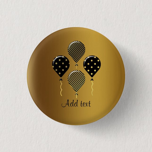 Gold and Black Festive Balloons Template Button (Front)