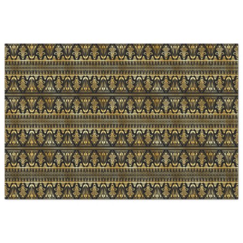 Gold and Black Floral Art Deco Pattern Tissue Paper