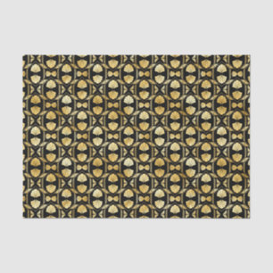 Gold and Black Floral Art Deco Pattern Tissue Paper