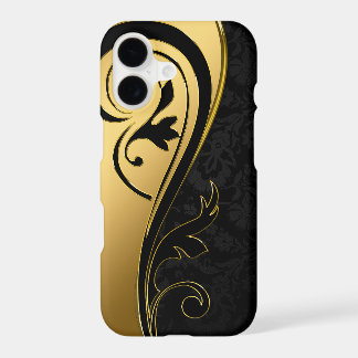 Gold and Black Floral Design iPhone 17 Case