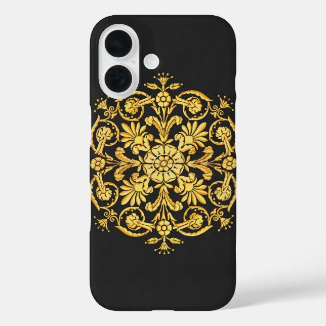 Gold And Black Floral Pattern Case-Mate iPhone Case (Back)