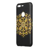 Gold And Black Floral Pattern Uncommon Google Pixel Case (Back/Left)